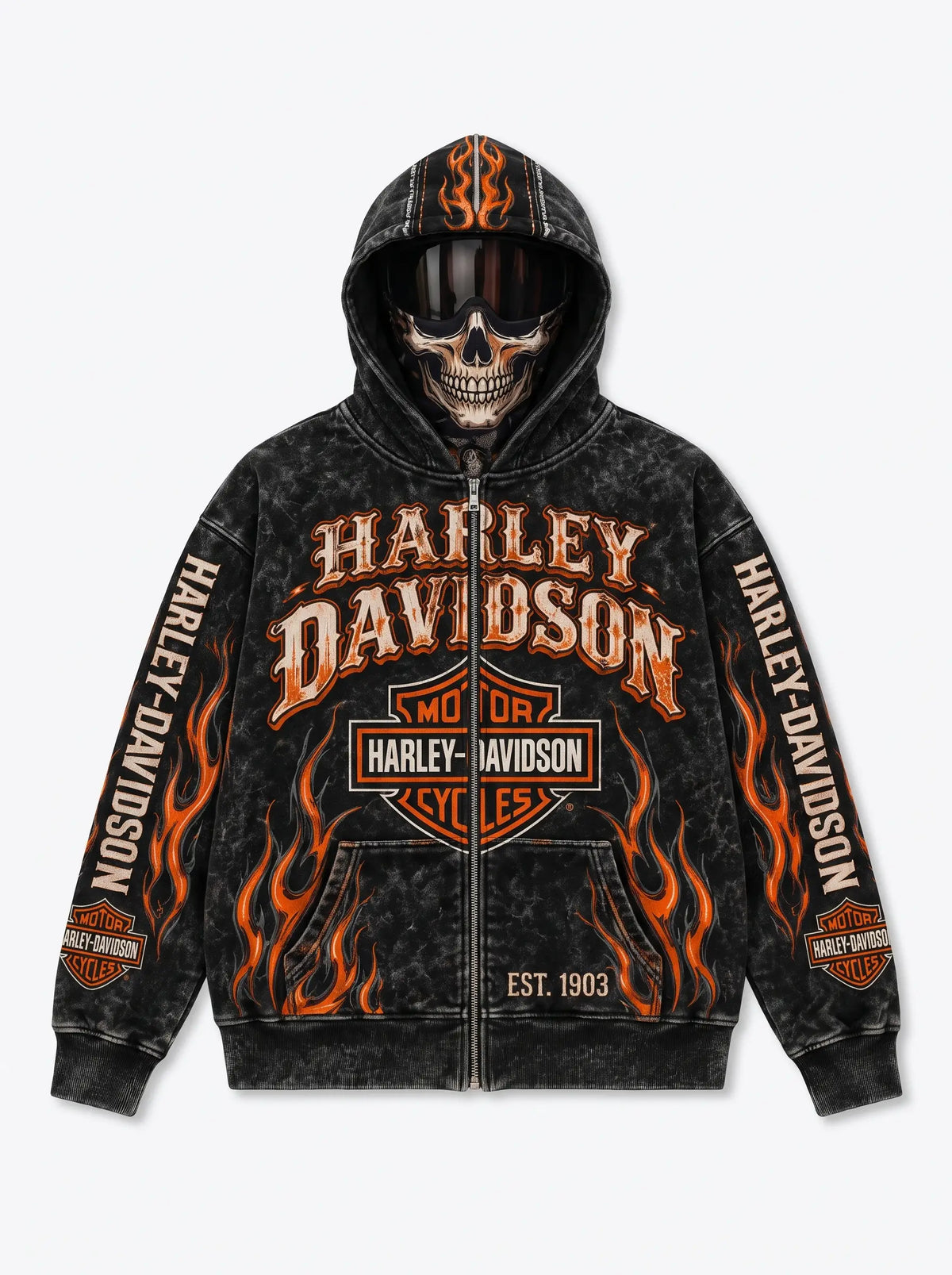 Ride Hood biker ski mask hoodie - Black / Skull Mask