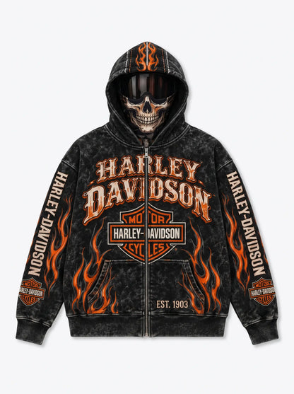 Ride Hood biker ski mask hoodie - Black / Skull Mask