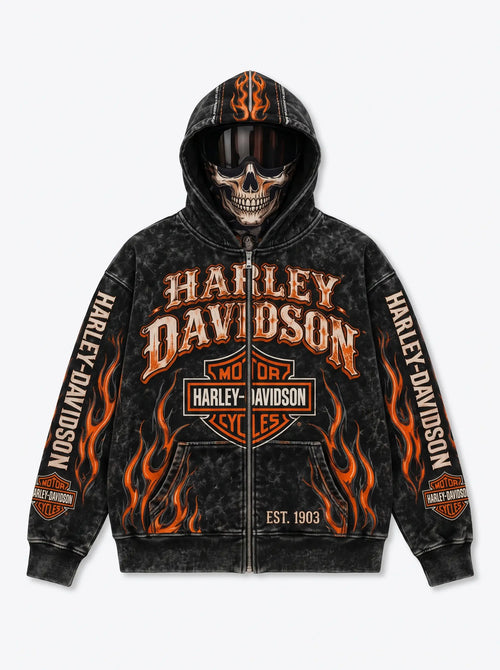 Ride Hood biker ski mask hoodie - Black / Skull Mask