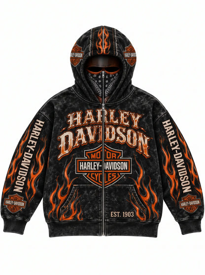 Ride Hood biker ski mask hoodie - Black / Bandana Mask